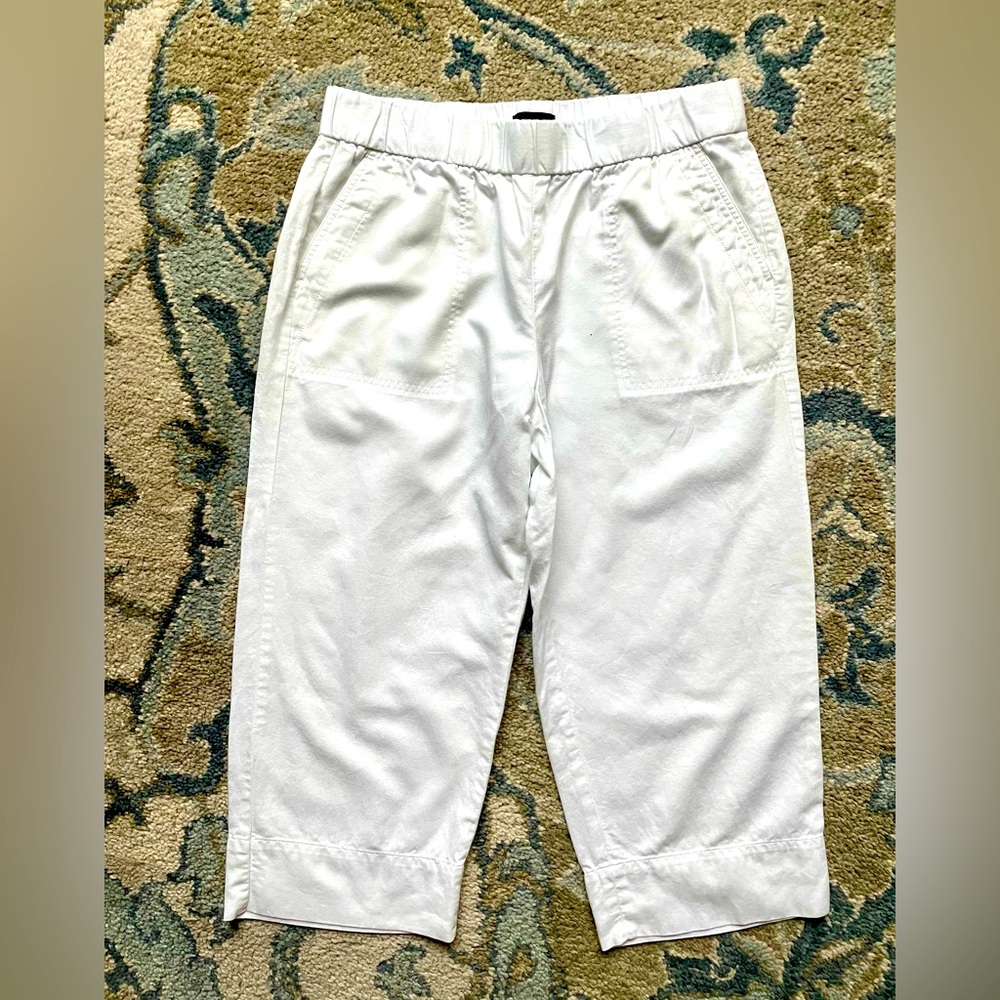 Talbots White Wide Leg Pull-On Cropped Pants